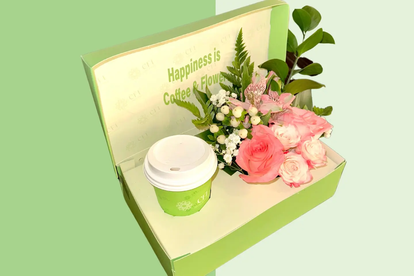 Medium Happiness Box Coffee With Flowers
