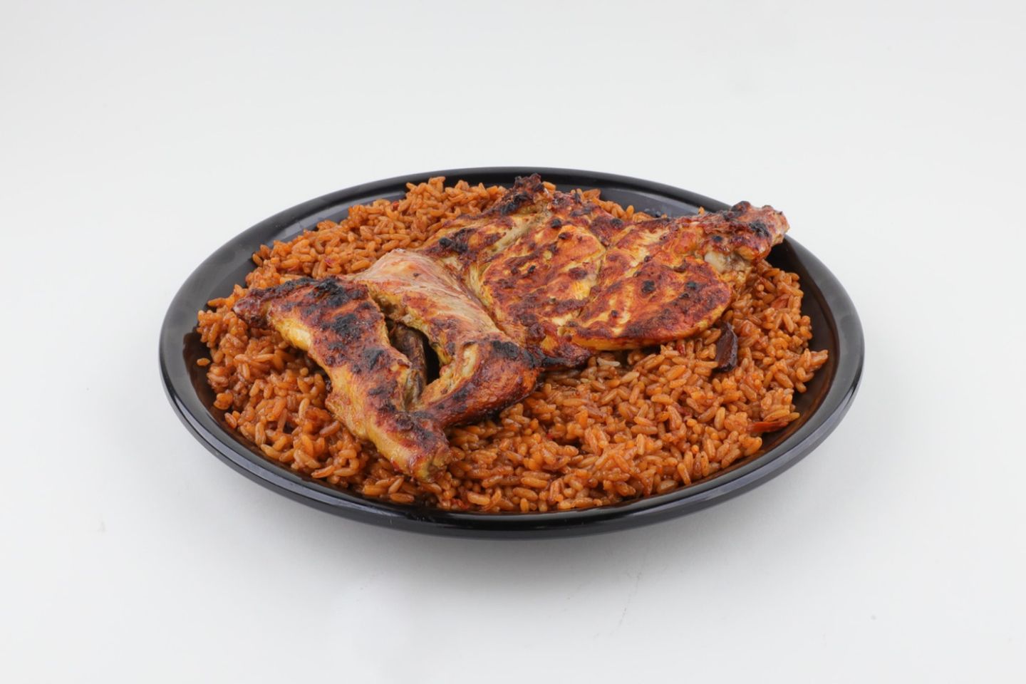 Half A Chicken On Charcoal Red Rice