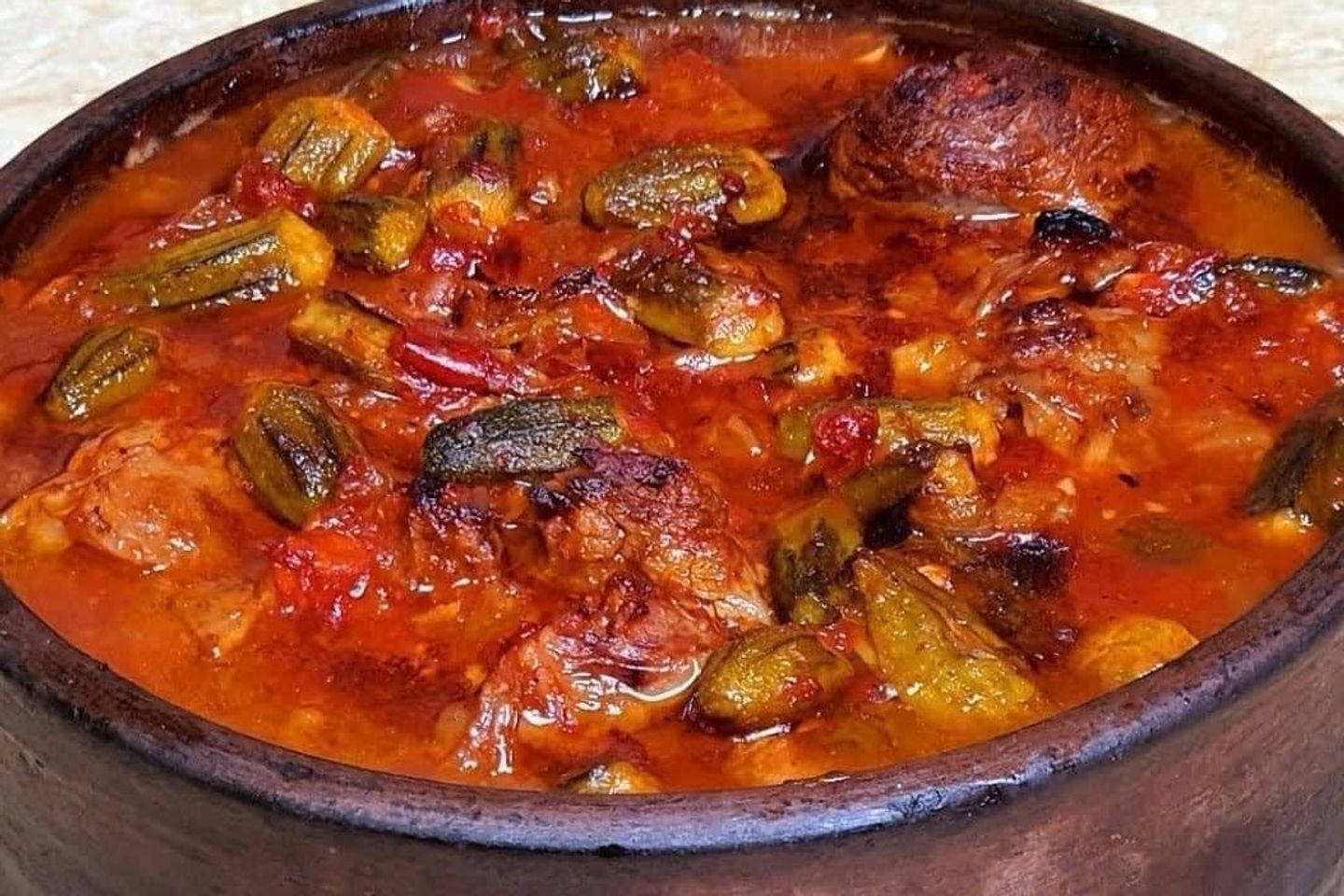 طاجن لحمة ضأن ( غنم ) - طاجن لحم غنم بالبامية