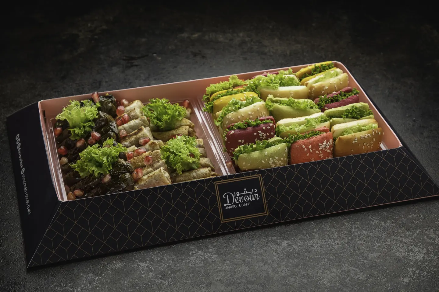 Mix Mexican Sandwich 15 Pieces,Musakhan Roll 16 Pieces, Vine Leaves 8 Pieces
