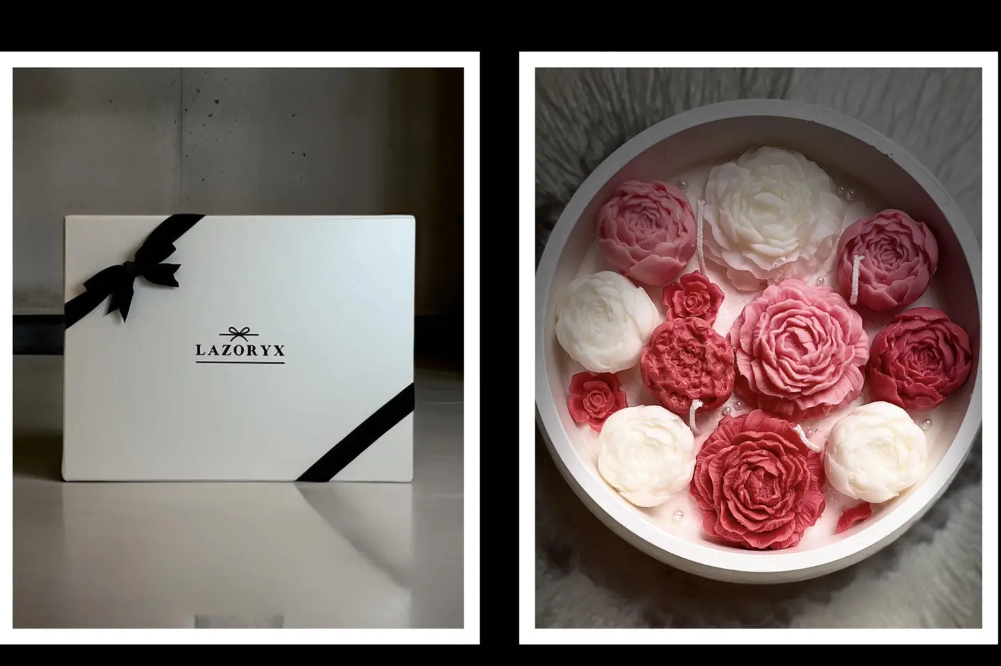 شمعة من الورود الزهرية المعطرة في بوكس هدايا فاخر