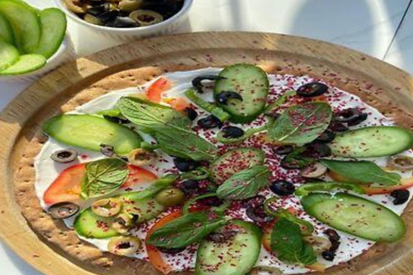 Lebanese Labneh Manousheh With Vegetables