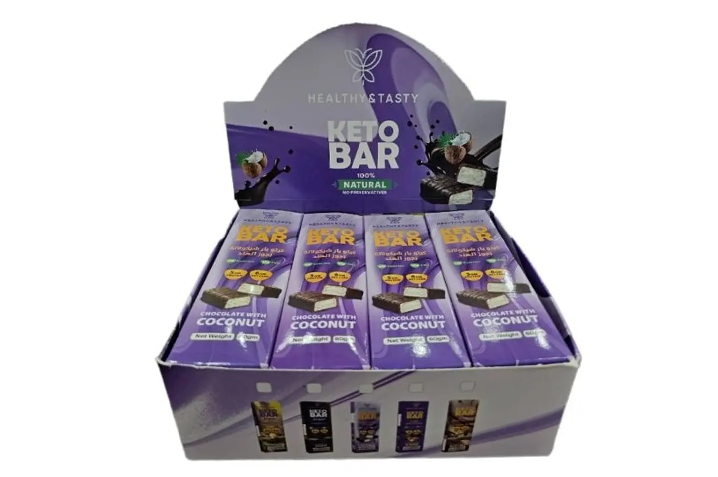 Box 12 Pcs Keto Bar Chocolate With Coconut 60 G