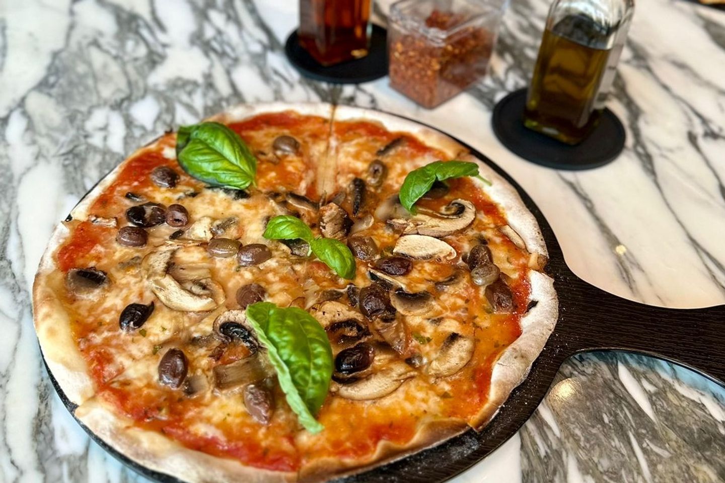 Gluten Free Mushroom And Olive Pizza