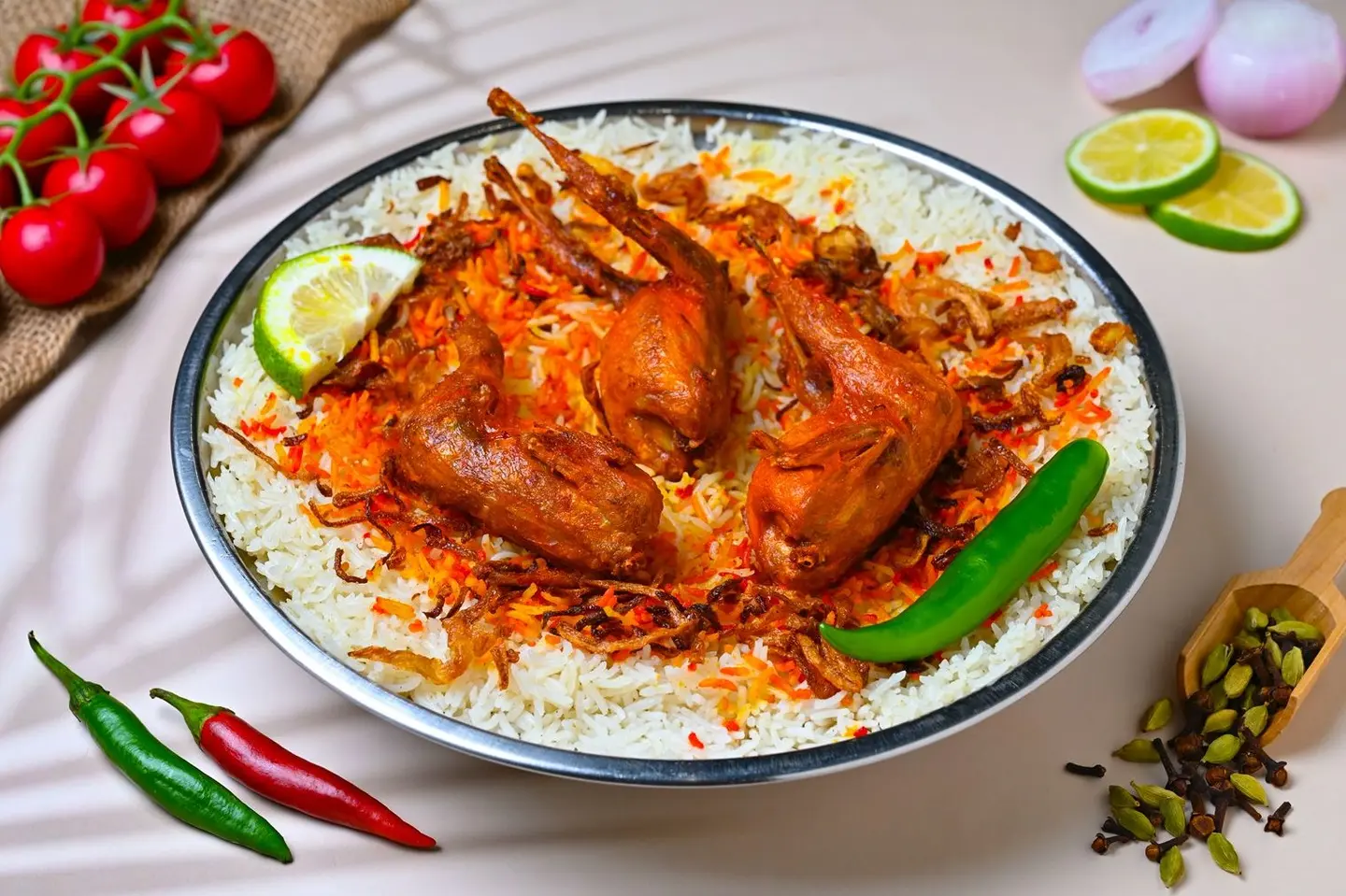 كبسة ثلاث حبات سمان مقمر
