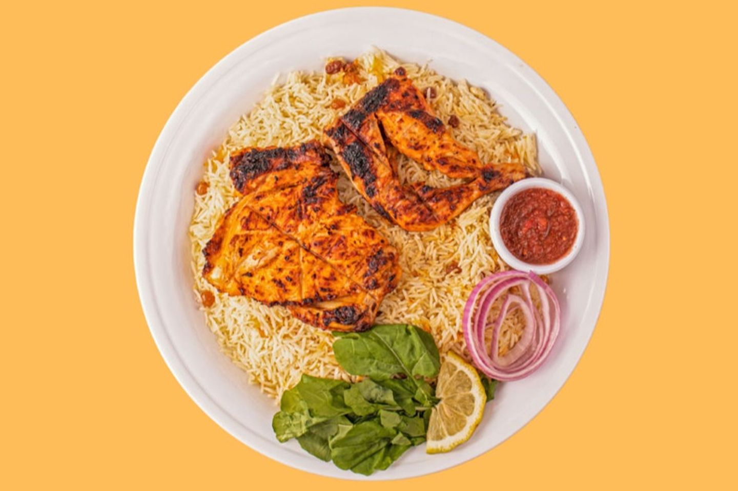 وجبة نص دجاجة على الفحم
