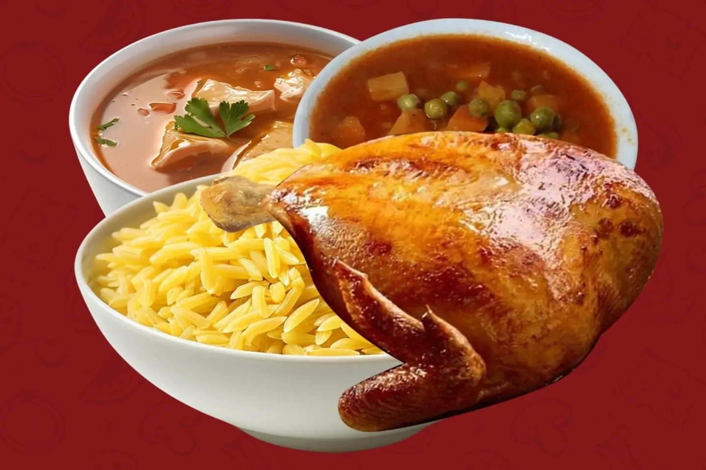 ربع دجاج محمر صدر وشوربه وارز
