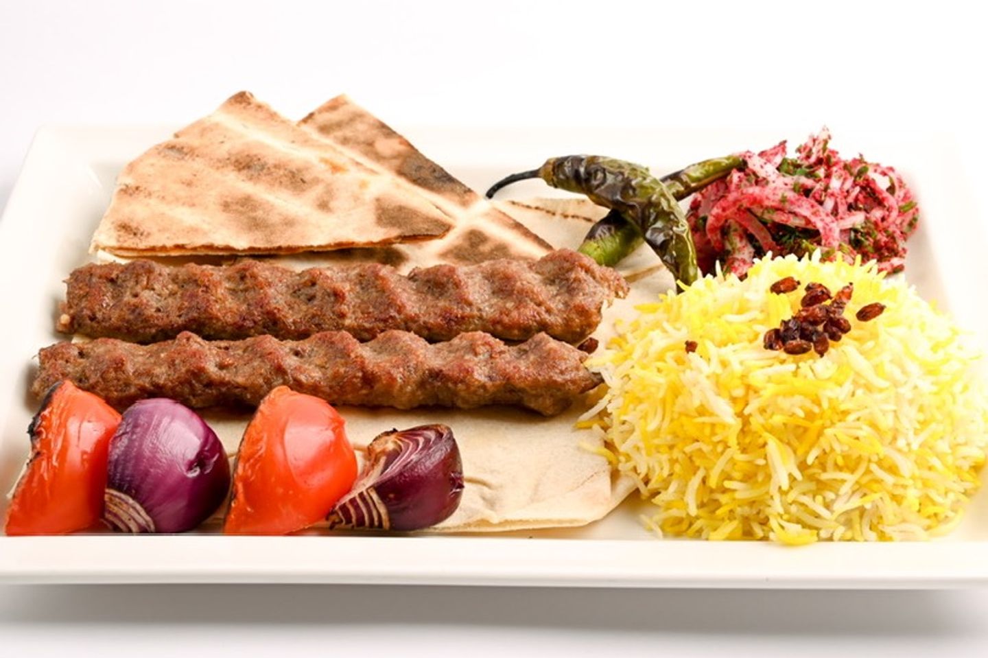 كباب لحم مع الرز