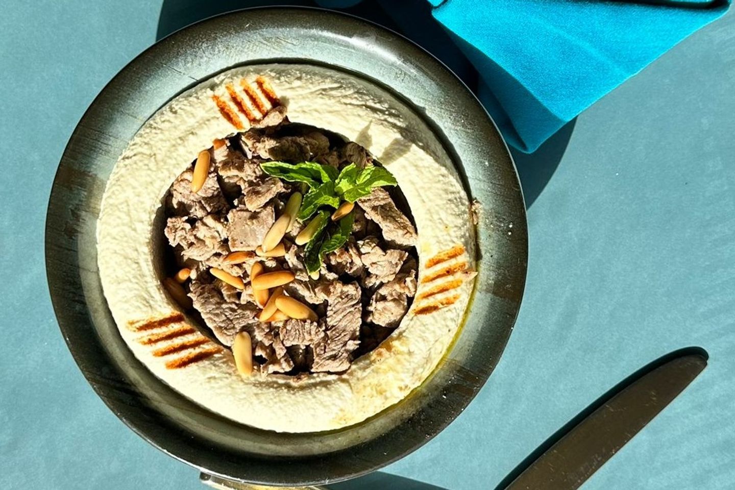 Hummus With Meat With  Pines
