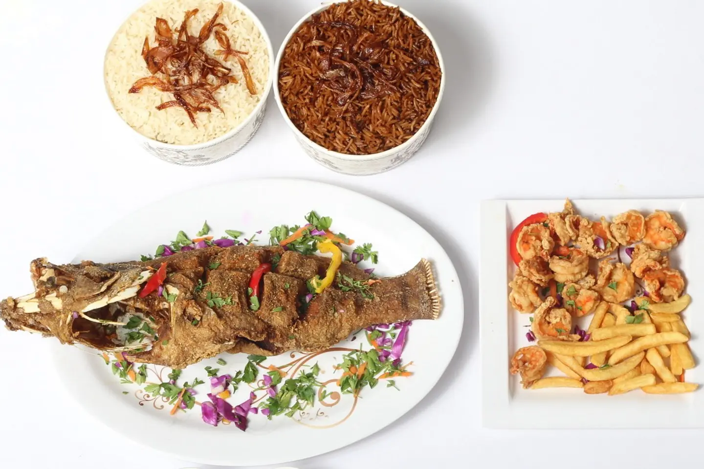 Fried Grouper And Shrimp Meal