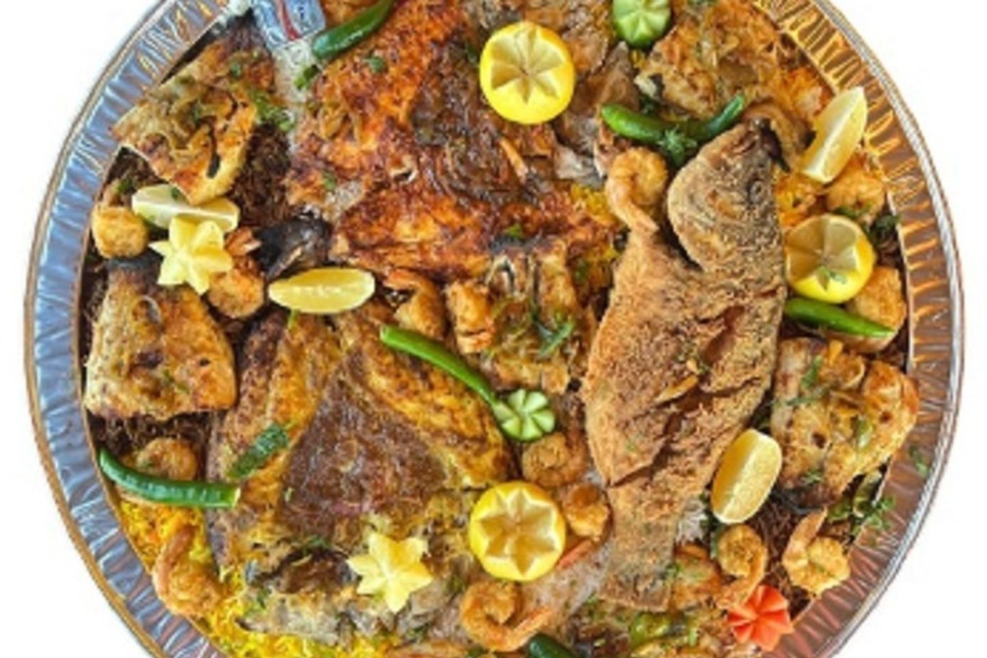 Samakati Feast For Two Or Three Including One Piece Of Shaari One Piece Of Emperor Fish Half A Kilo Of Shrimp With Rice