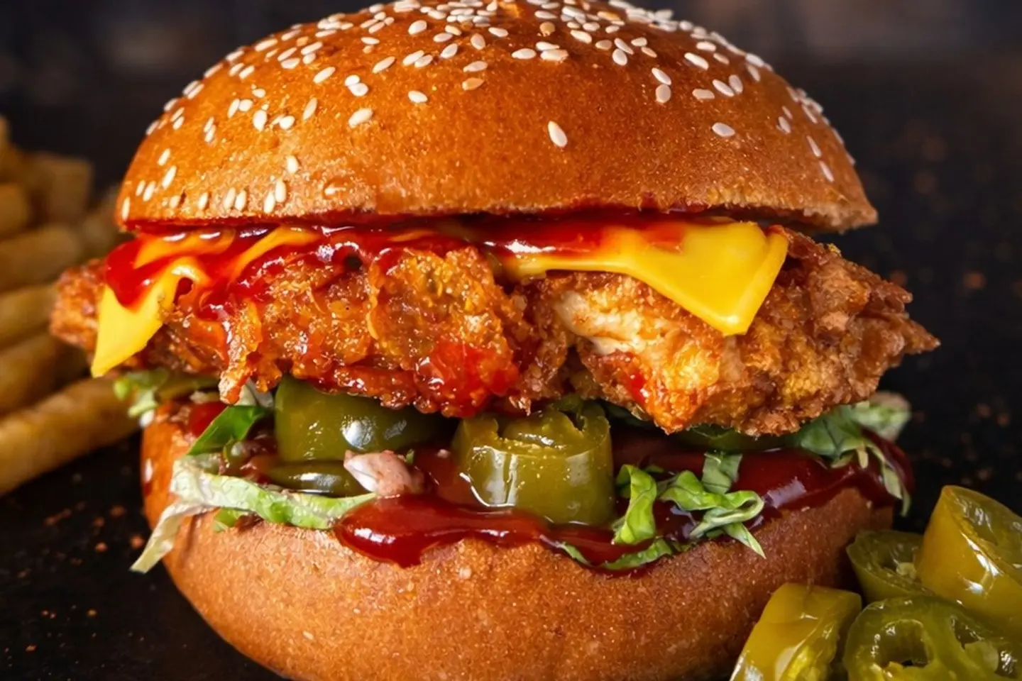 Spicy Fried Chicken Breast Burger