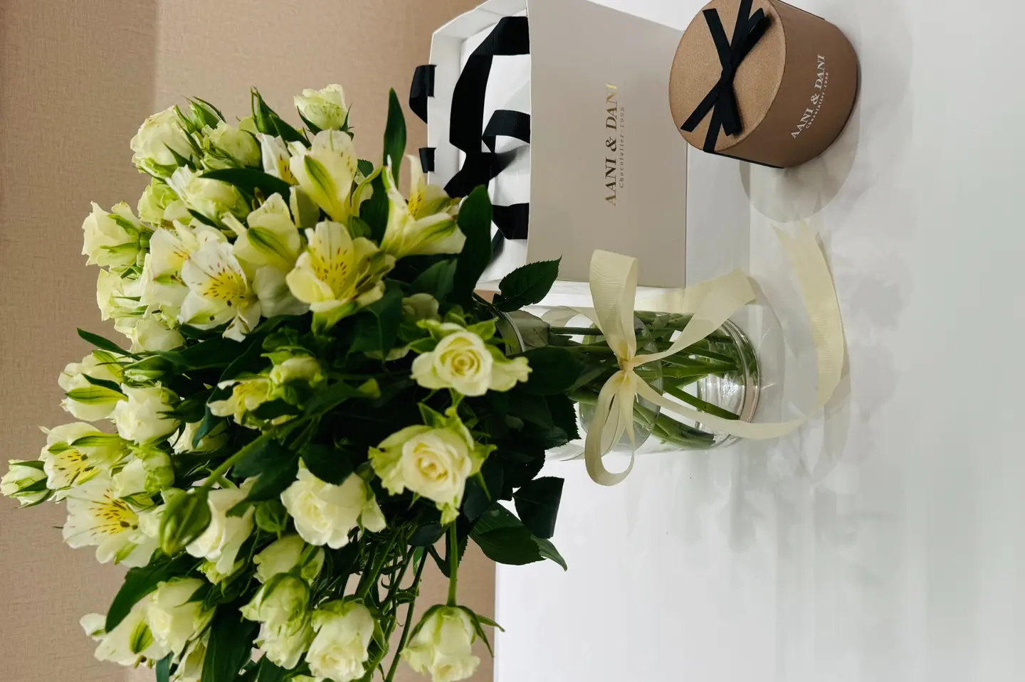 Aani Dani Chocolate With A Vase Of Roses