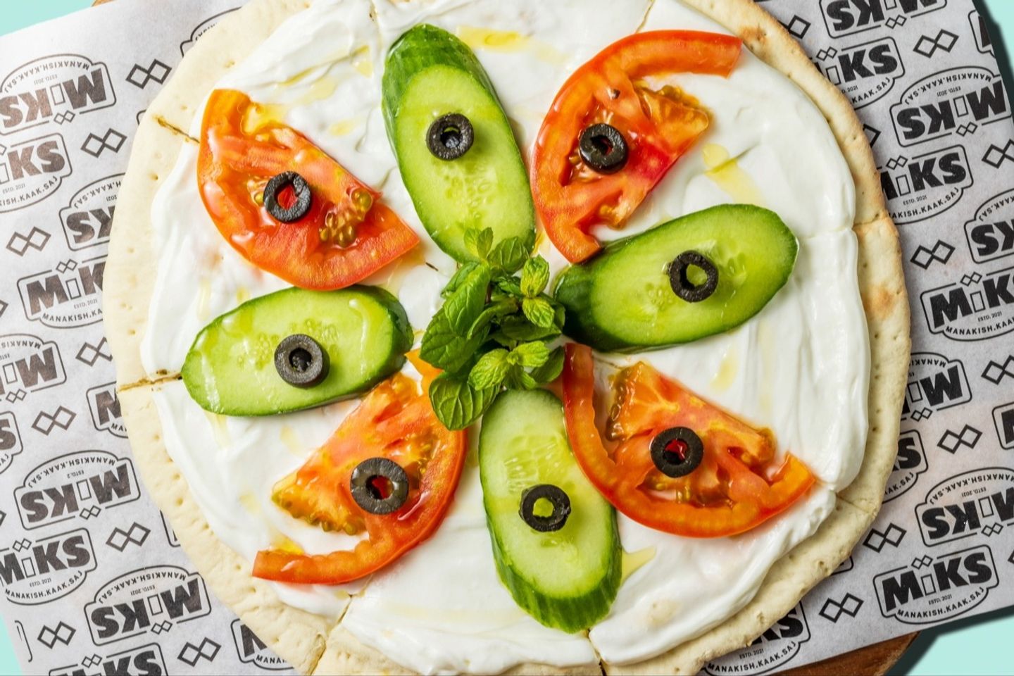 Labneh With Veggies Manakeesh