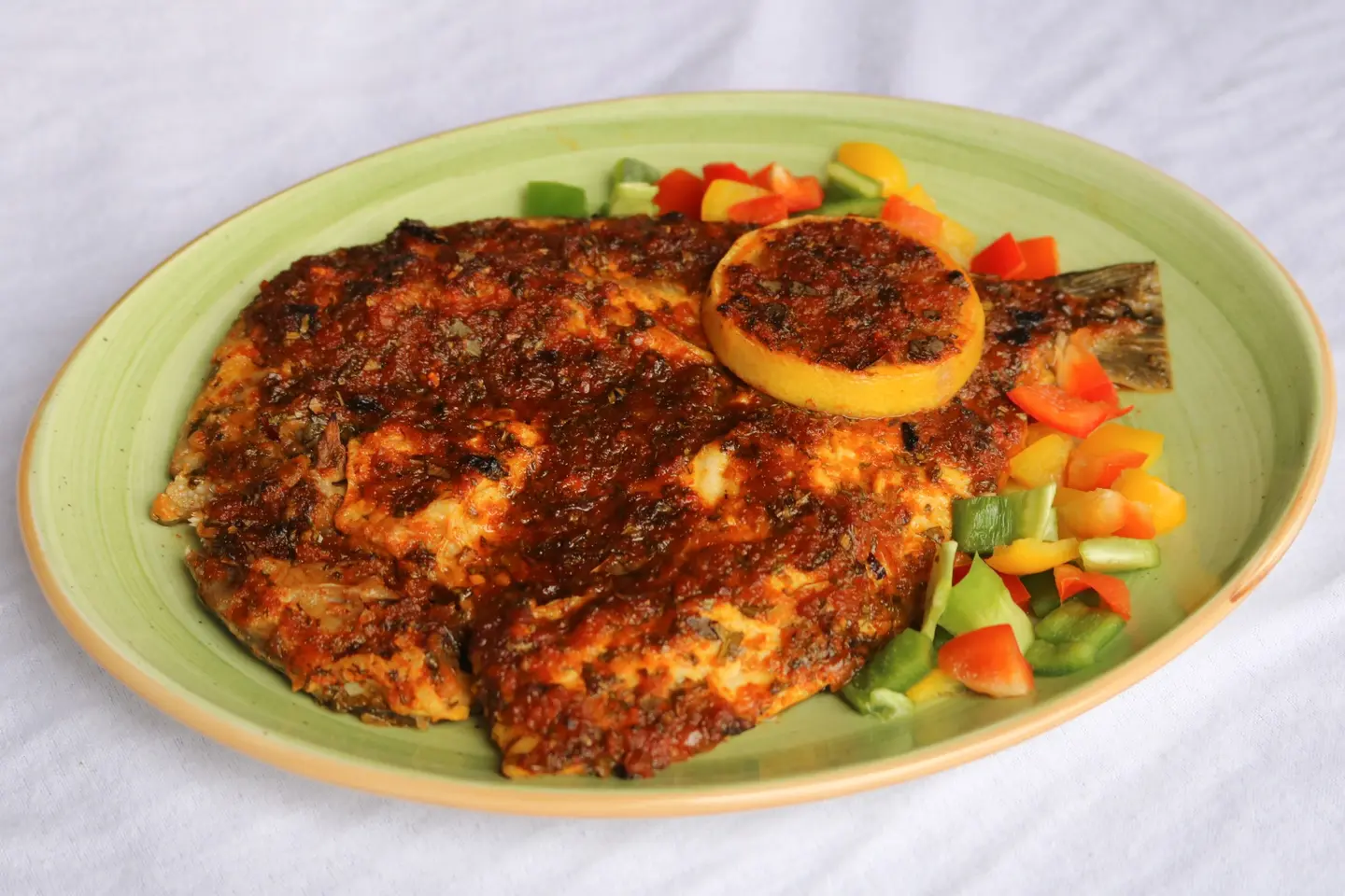Grilled Fish With Loumi Dressing And Pomegranate Molasses