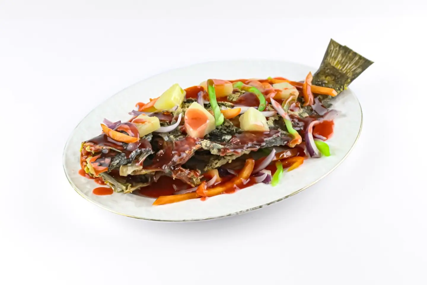 سمك مع صلصة حلوة وحامضة