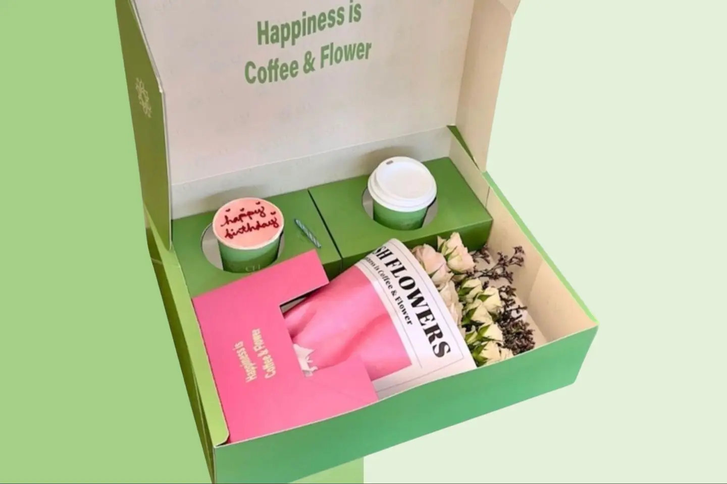 Happiness Box 2 Roses Cupcakes Coffee   Large Size