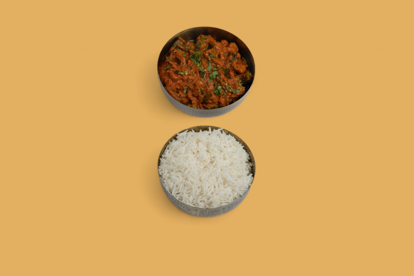 Makahani Bhindi With Plain Rice