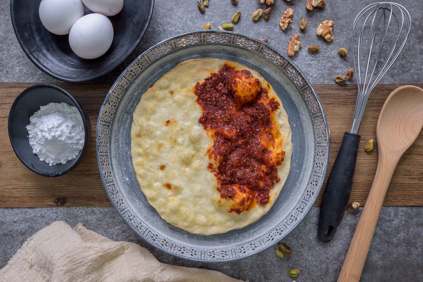 Akawi Cheese and Muhammara Pie