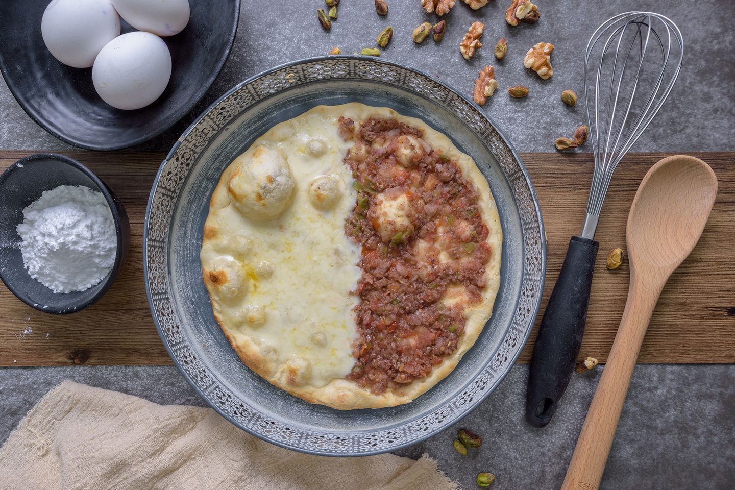 Meat and Akawi Cheese Pie