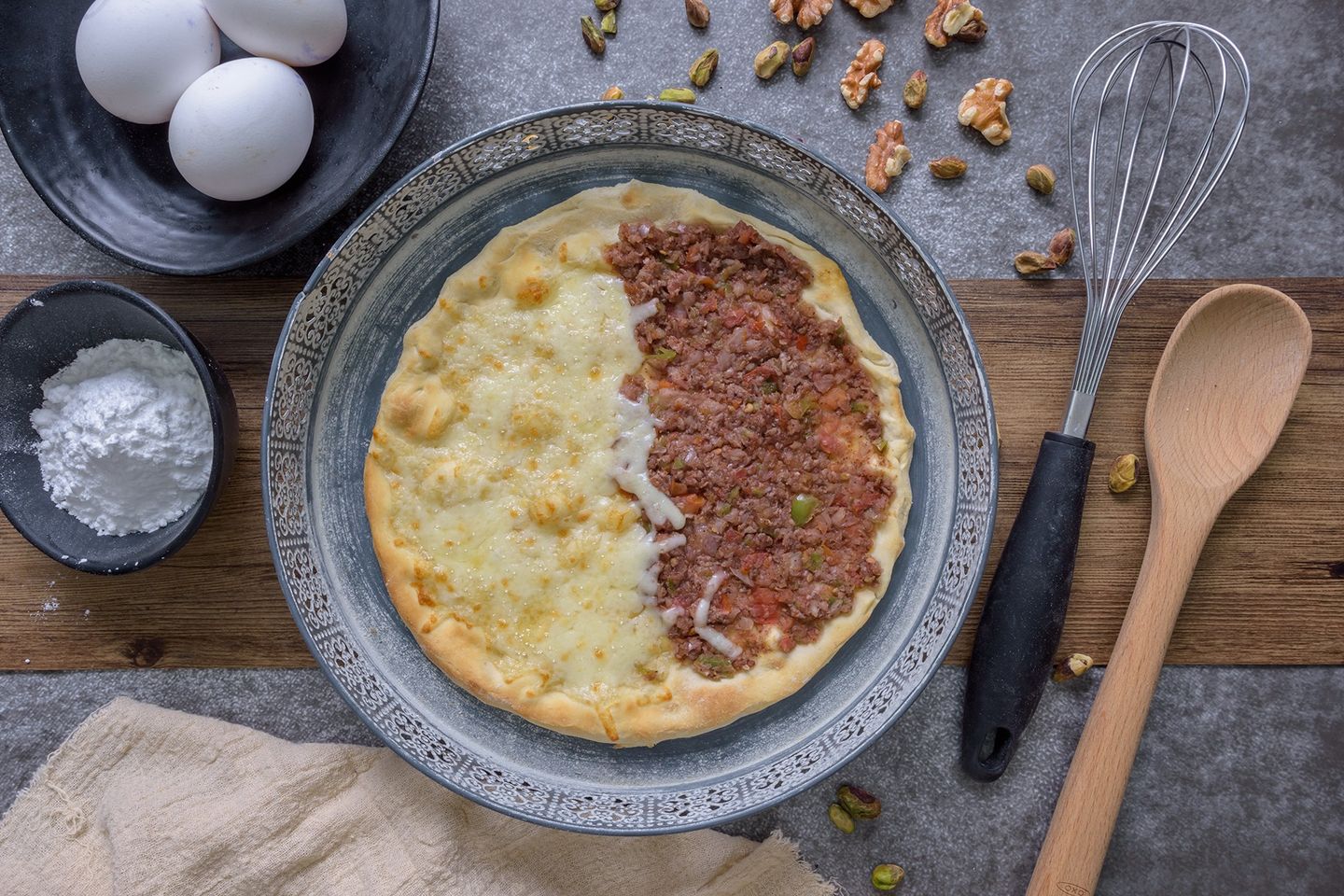 Meat and Kashkaval Cheese Pie