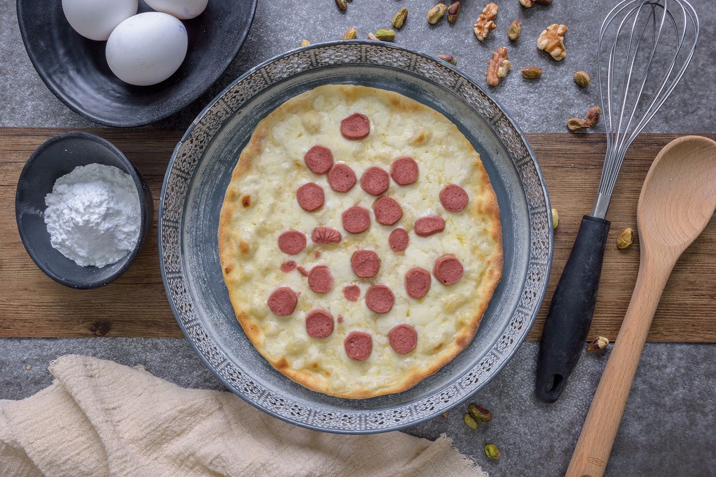 Hot Dog and Akawi Cheese Pie