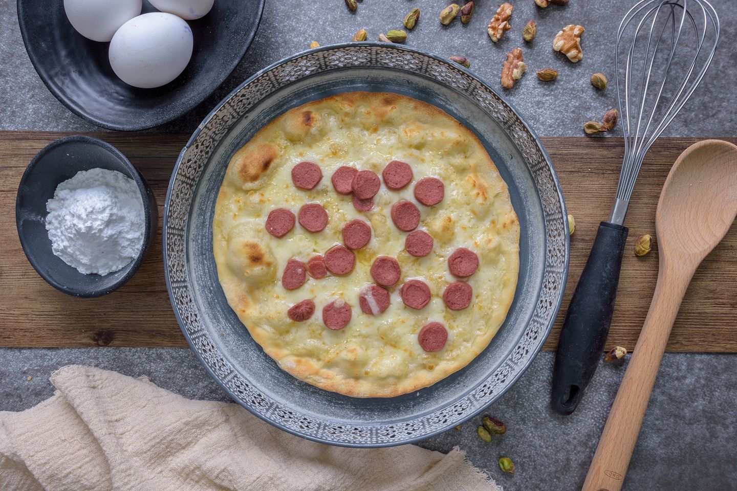 Hot Dog and Kashkaval Cheese Pie