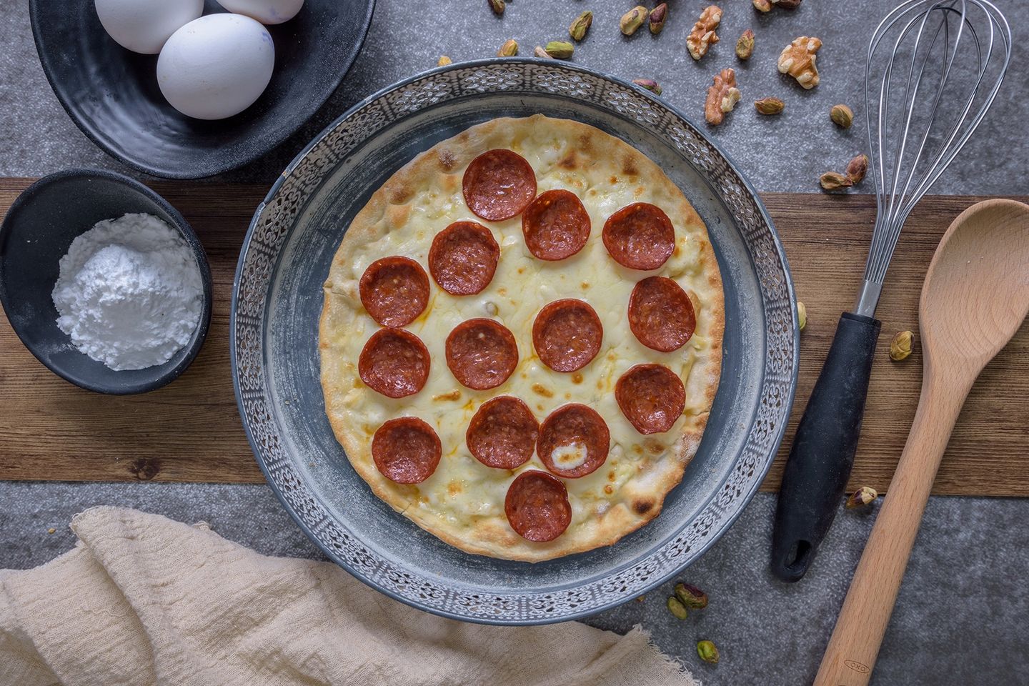 Pepperoni And Mozzarella Cheese Pie