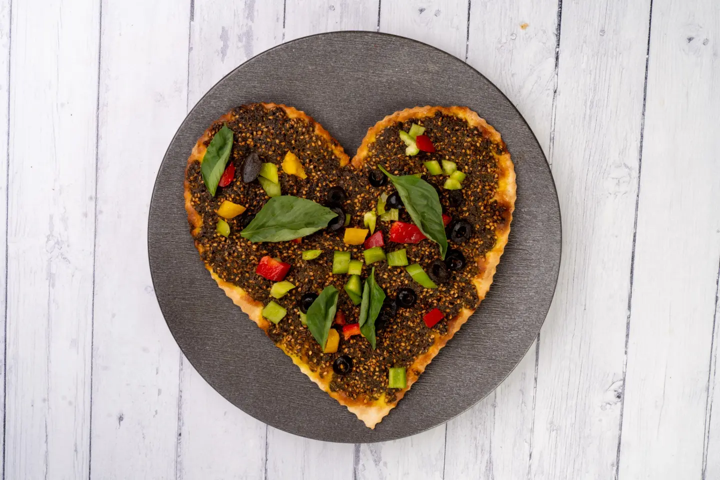 Heart Shape Thyme With Vegetables And Cheese