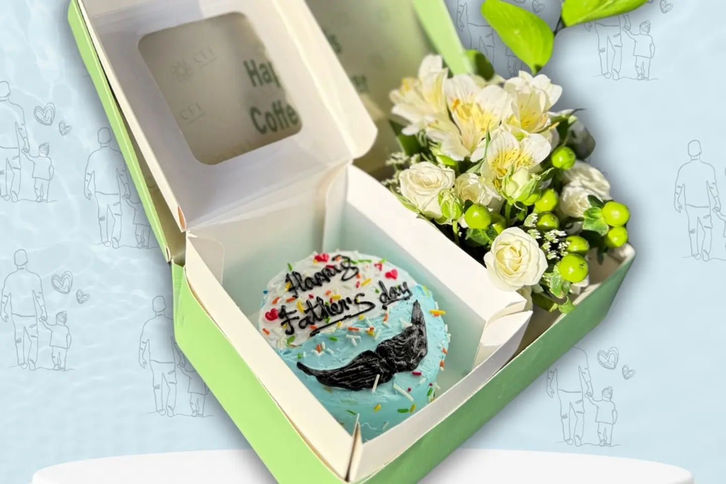 Father’s Day Box Bento Cake With Flowers