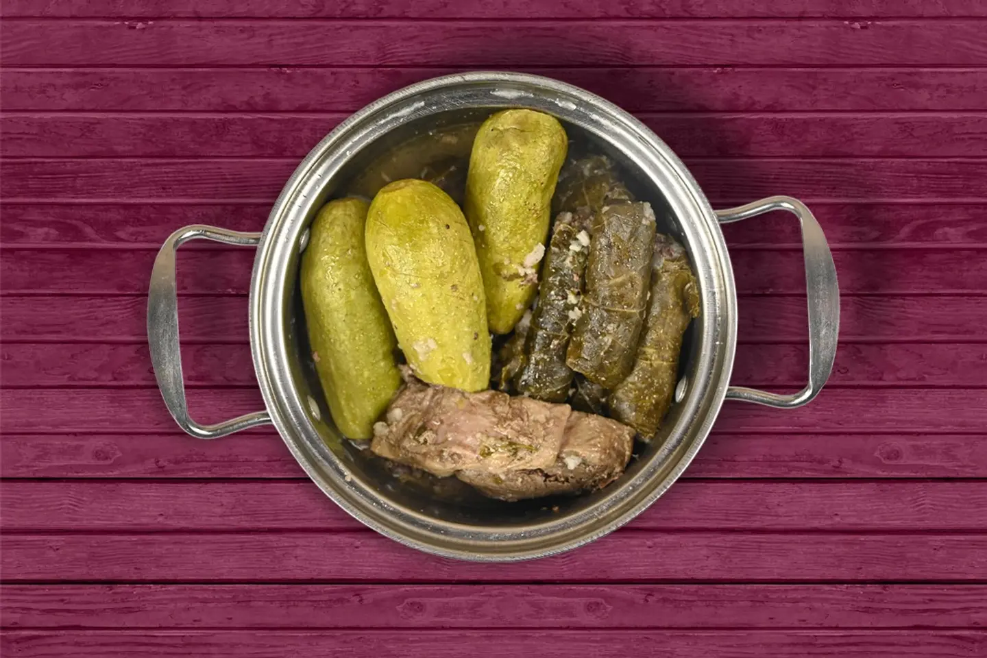 كوسا وورق عنب مع شرحات لحم