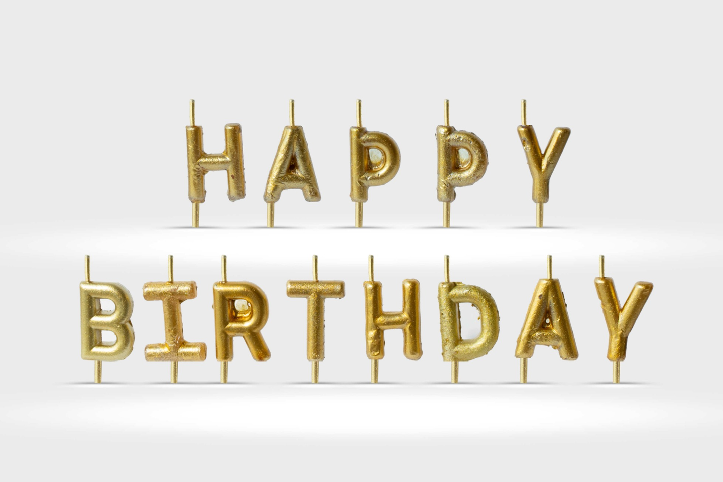 Letter Candles Happy Birthday On Laviviane Cake   Gold
