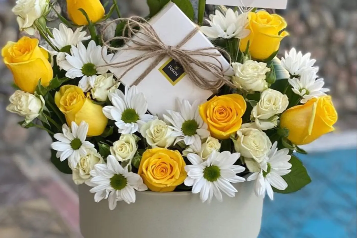 Leather Bouquet With Patchi And Rose Sweets