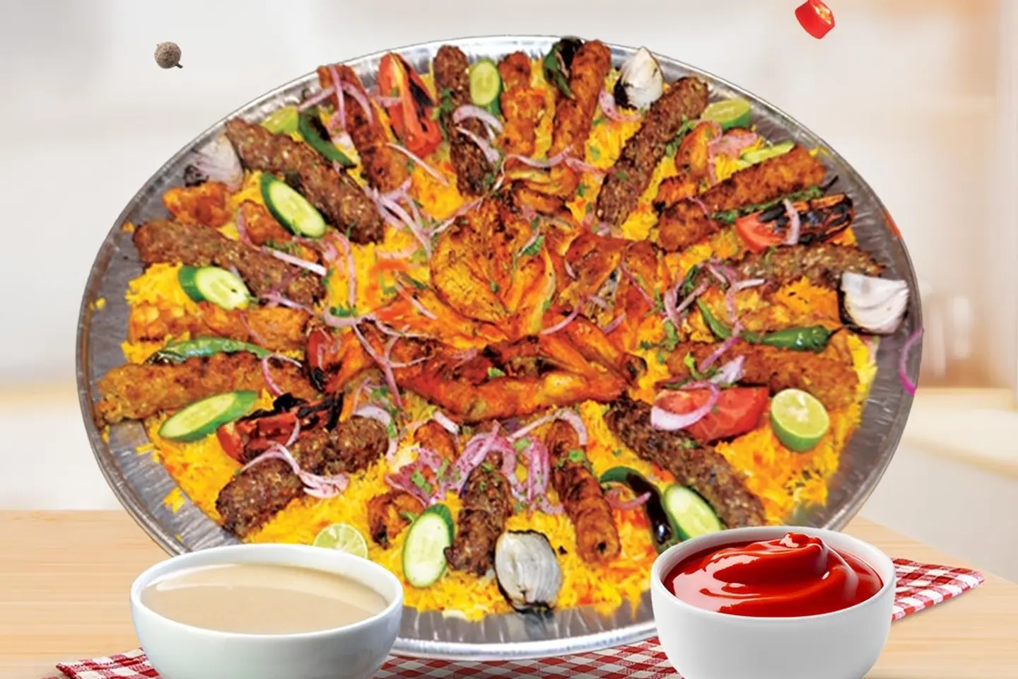 حبة دجاج مع كيلو مشاوي مشكل