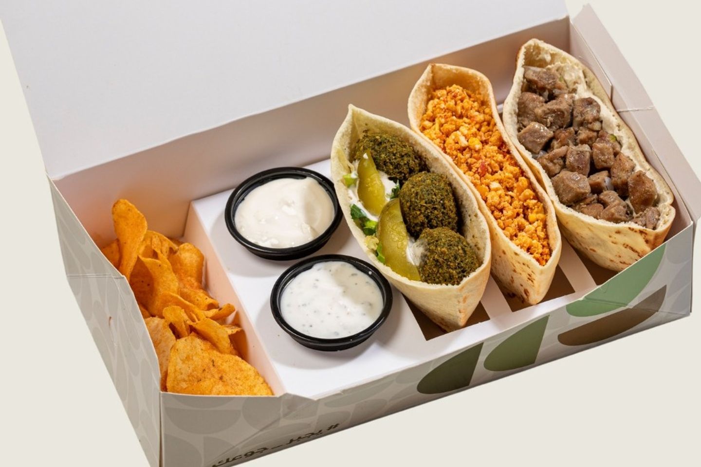 Box 3 Halves Of Falafel Shakshouka Hummus With Meat