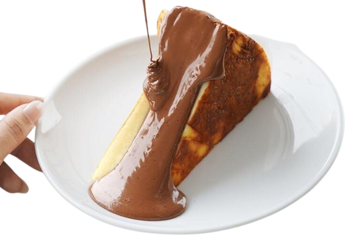 San Sebastian Cake With Chocolate Sauce