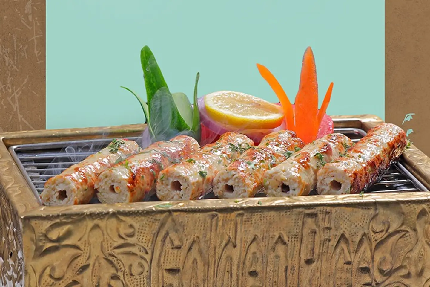 Chicken Makhmali Kebab  On A Skewer