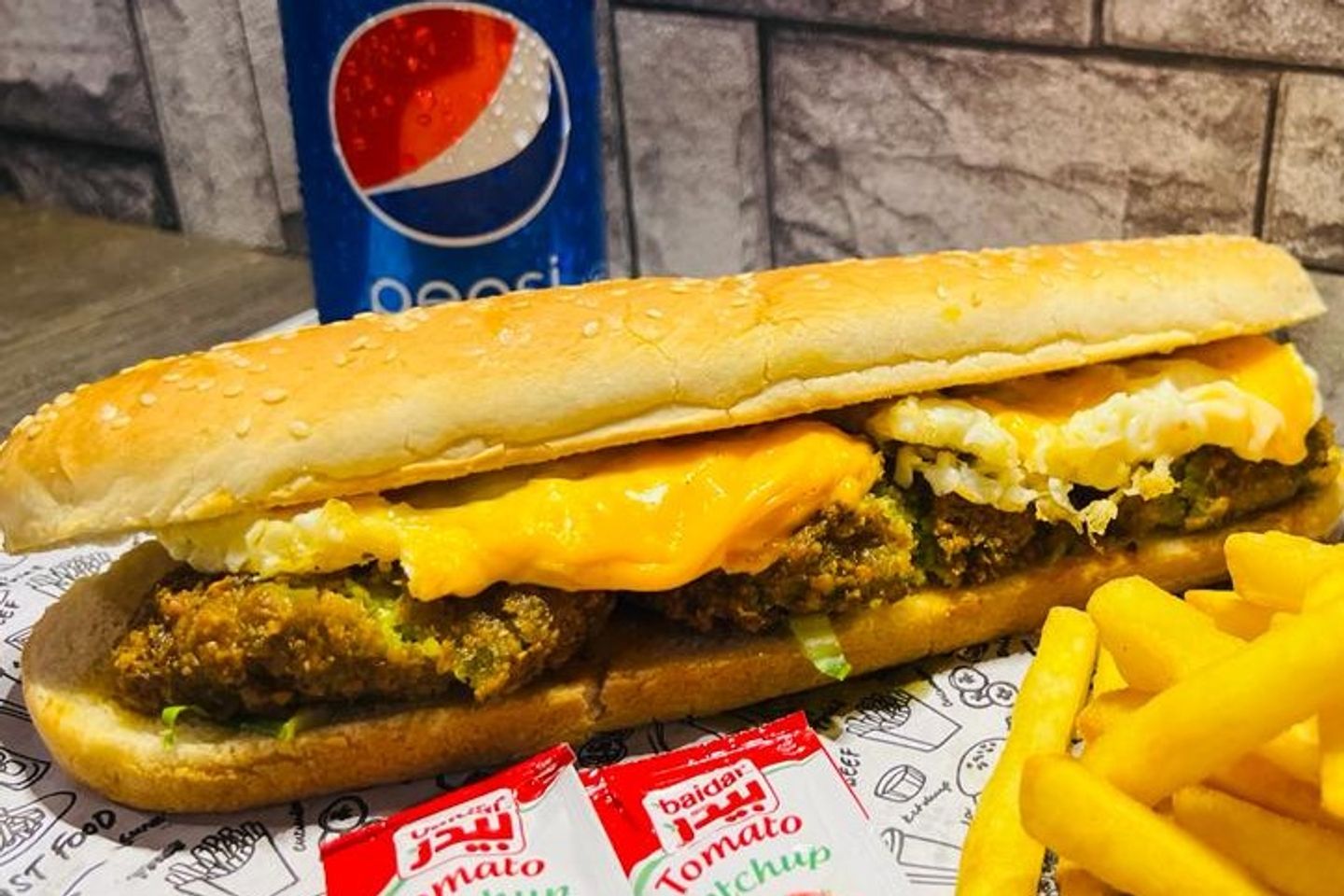 ساندوتش صب فلافل بيض بالجبن