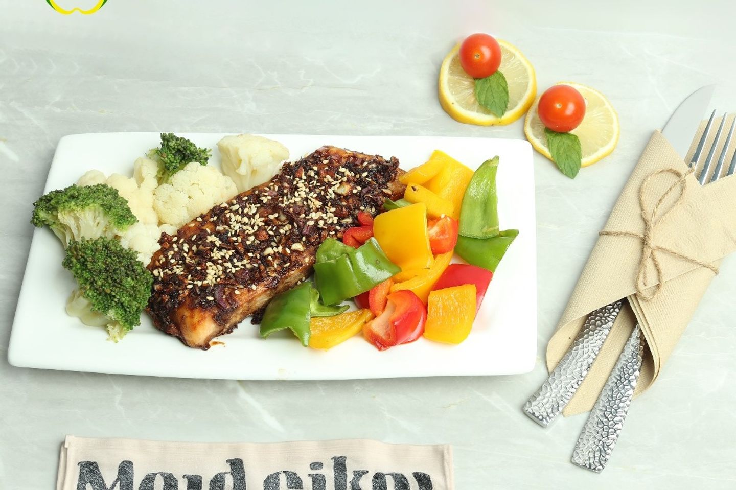 Keto Salmon Teriyaki Meal With Fresh Vegetables
