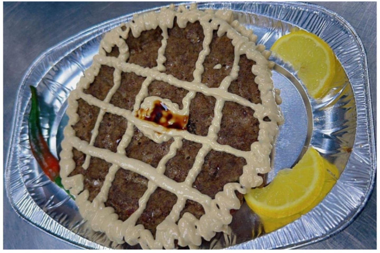 لحم بالصحن بطحينة