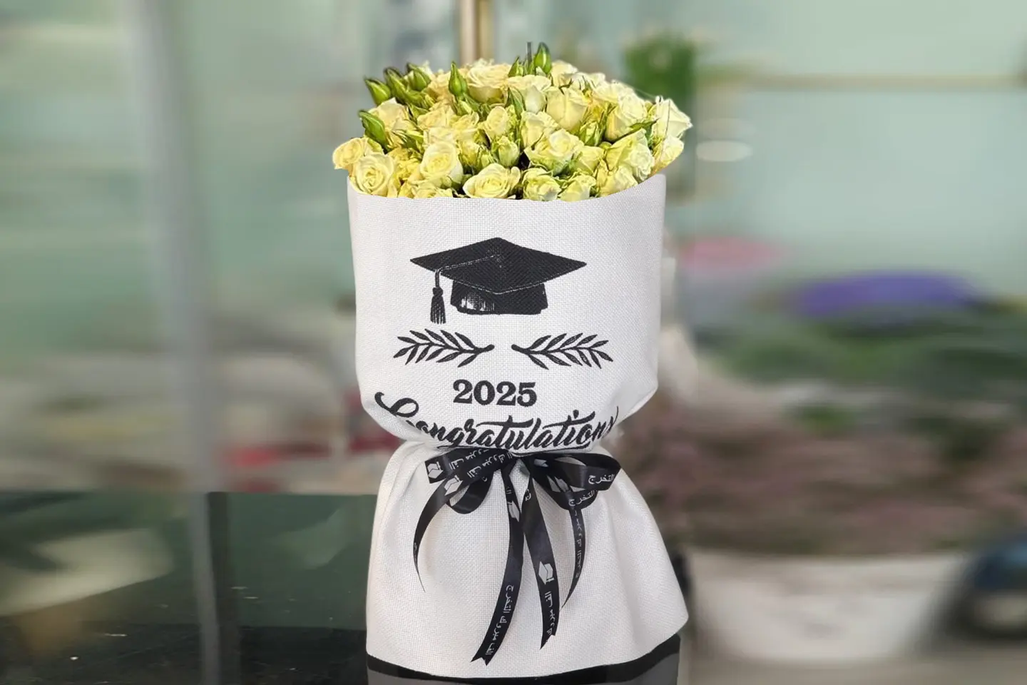 Graduation Bouquet   White Baby Rose