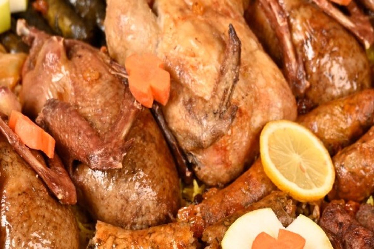 Family Meal: 2 Stuffed Pigeons, 1 Stuffed Chicken, 3 Quails