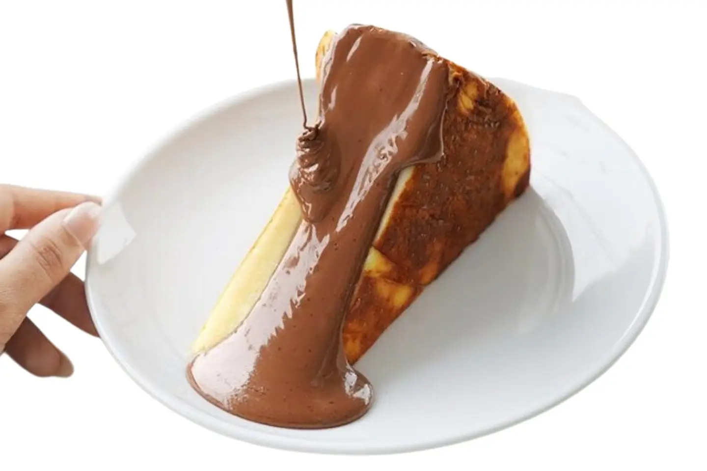 San Sebastian Cake With Chocolate Sauce