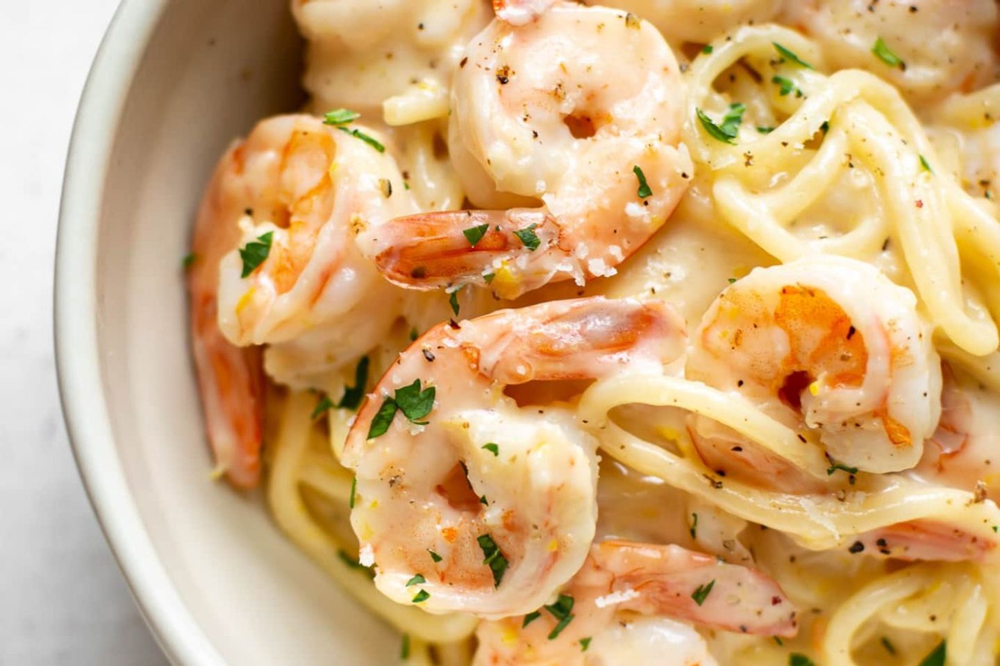 Shrimp Pasta White Sauce