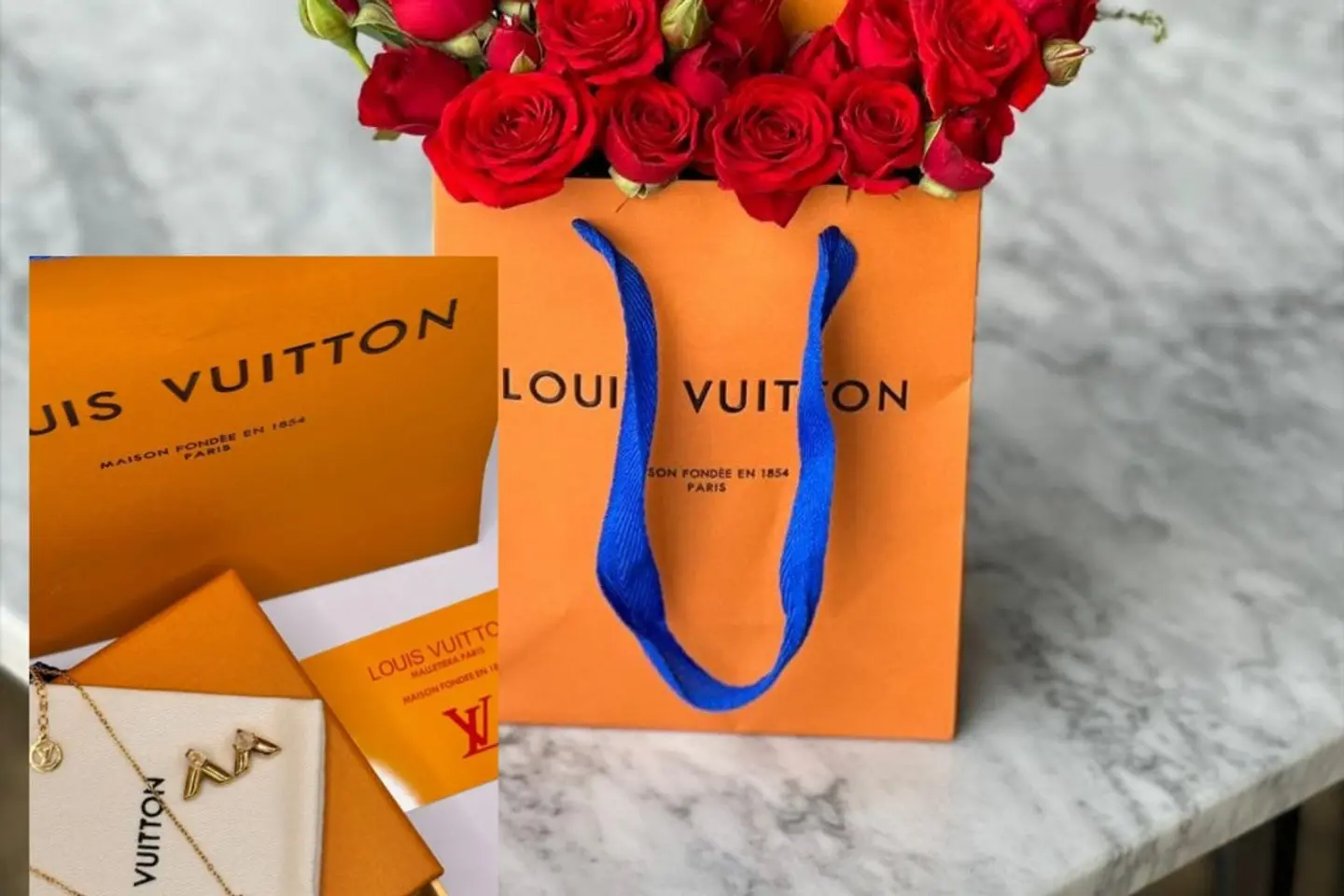 سلسلة لويس فويتون مع تنسيق الأزهار