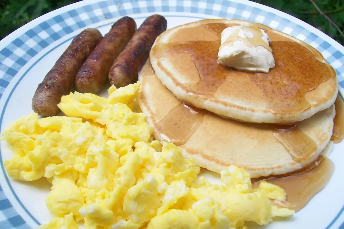 Pancake Scrambeled Egss And Sausage