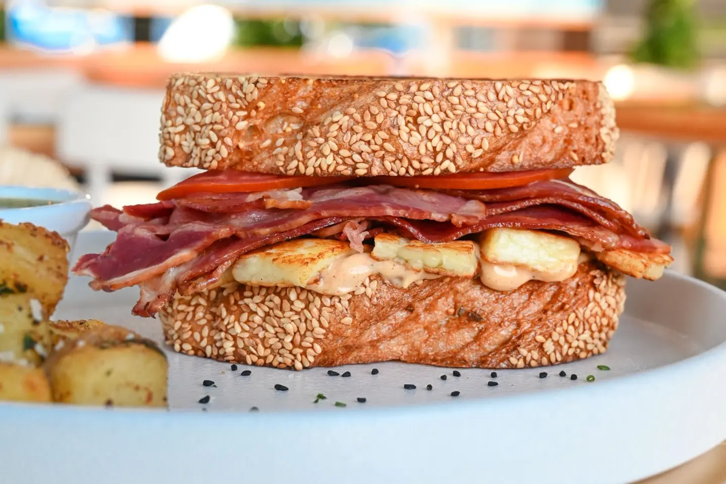 Halloumi Cheese With Bacon Sandwich
