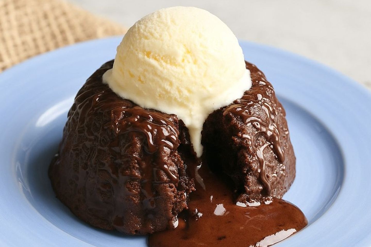 Volcano Cake With Ice Cream
