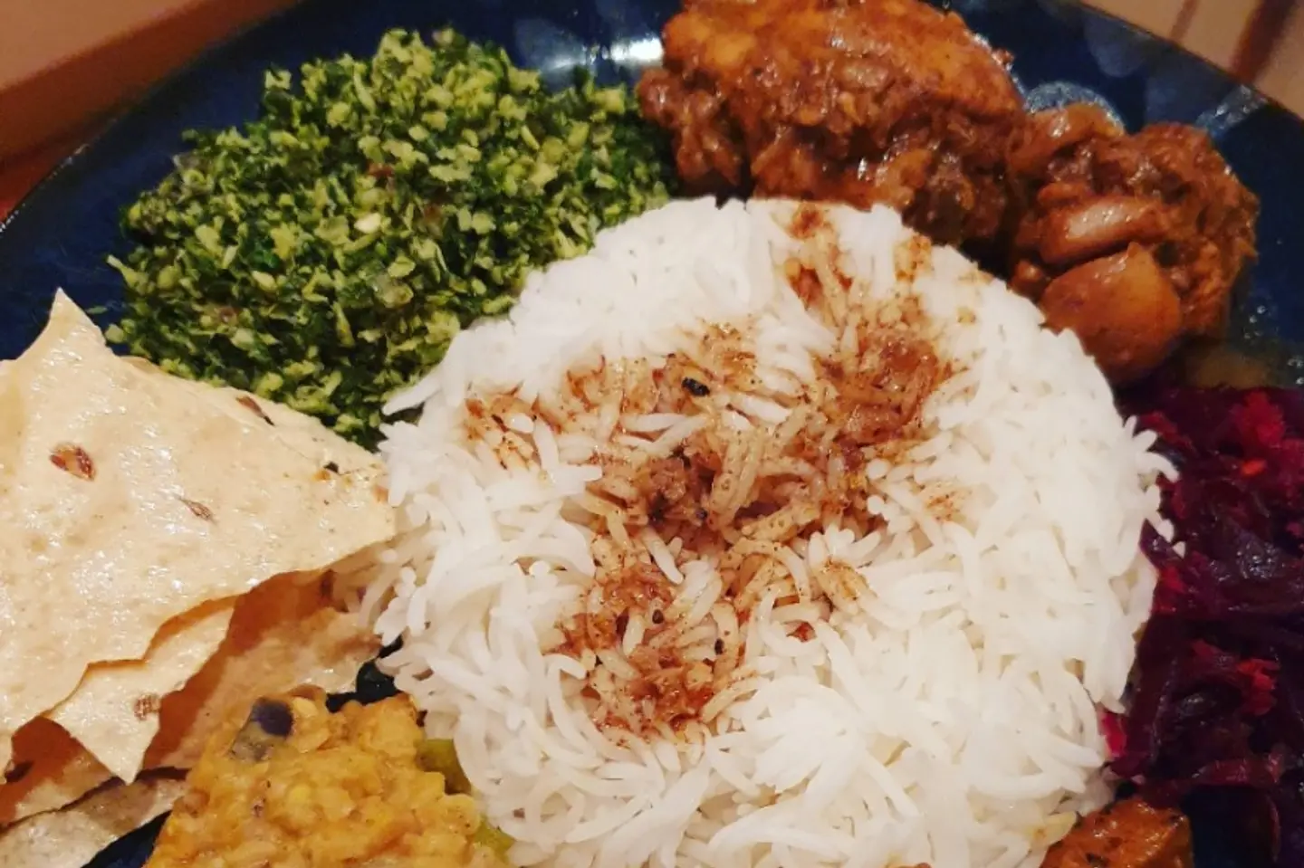 لحم مقلي مع الأرز