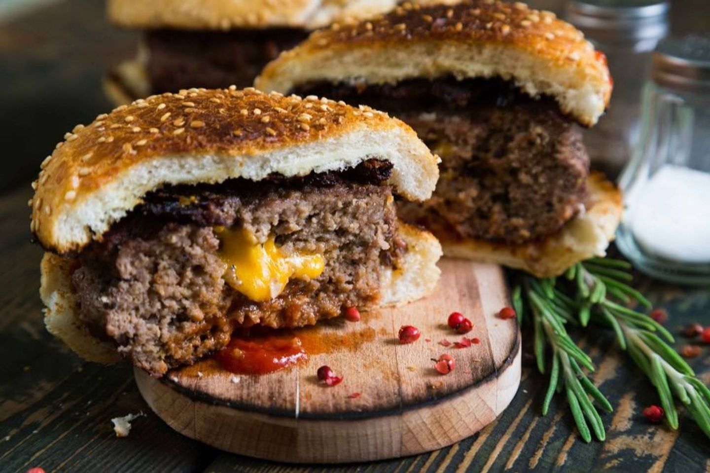 Stuffed Beef Burger With Cheese Meal